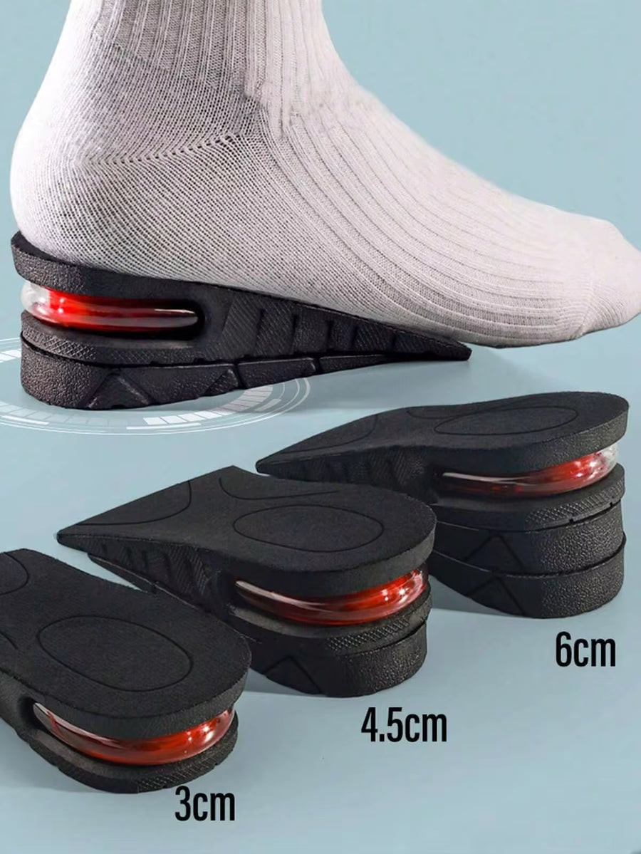 QKC 1 Pair/2 Pairs Men's Height Increasing Insoles, Non-Fatiguing, Invisible Height Increasing Inserts With Shock Absorber, Women's Hidden Heel Insoles, Height Increasing Pads
