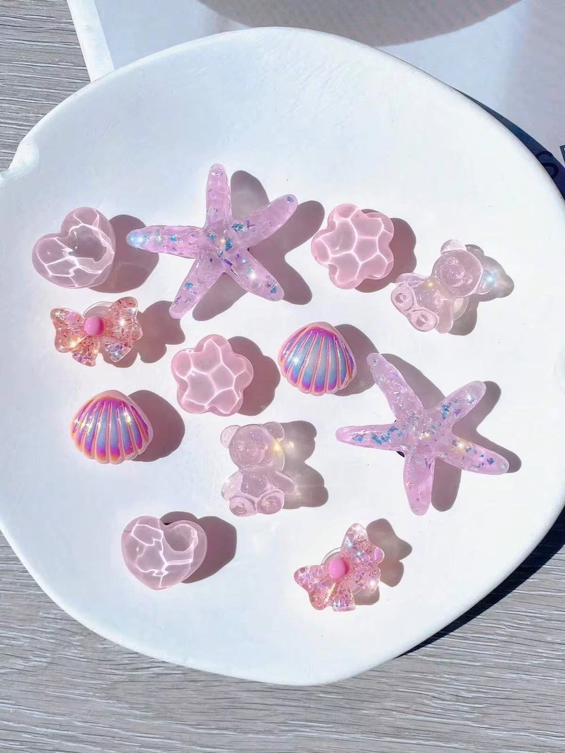 12pcs Pink Butterfly, Flower, Heart, Star Shaped Shoe Charms, DIY Detachable Shoe Decorations - Personalized Footwear Style