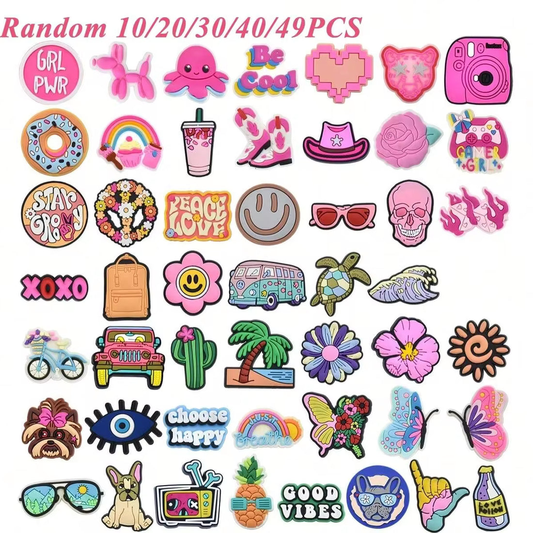 10/20/30/40/49pcs/Set Summer Beach Party Shoe Decorations, Suitable For Shoe DIY,PVC Shoe Decor, Great Gift For Teens, Men, Women And Adults